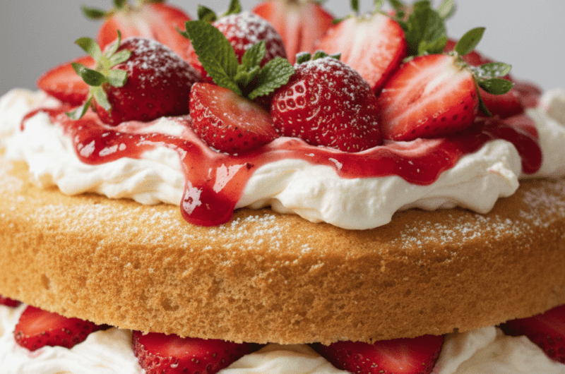 Mary Berry Victoria Sponge with Fresh Cream and Strawberries